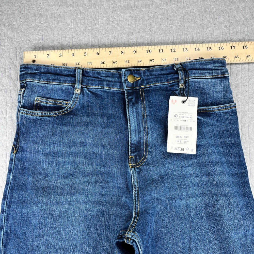New Zara baggy Wide Leg Bootcut Jeans Women 8/32x33 Blue High Rise Flare Y2K 90s - Picture 5 of 13